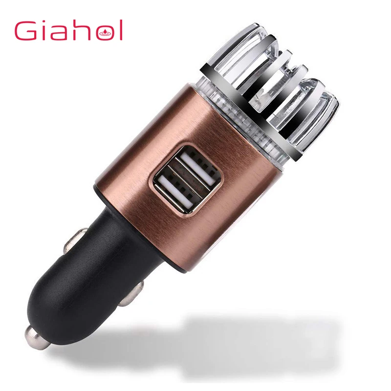 

Car Air Purifier 2 in 1 Negative Lons with Dual USB Charger Ionizer Air Freshener Blue Light ultra-quie Ionic Smoke Purifier car