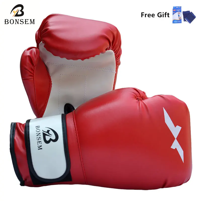 MMA Boxing Gloves PU Leather Full Mitts Mitten Muay Thai Training