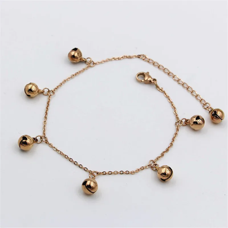 Simple Design Seven Bells Charms Link Chain Anklets Bracelets For Women Delicate Stainless Steel Tobilleras Para Mujer No Fade | Украшения
