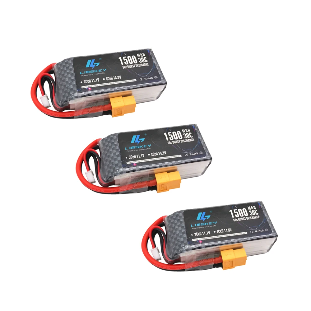 

3pcs Limskey 3S LiPo Battery 11.1V 1500Mah 3S 30C MAX 60C XT60 Plug For RC Car Airplane boats Helicopter Part for WLtoys V950