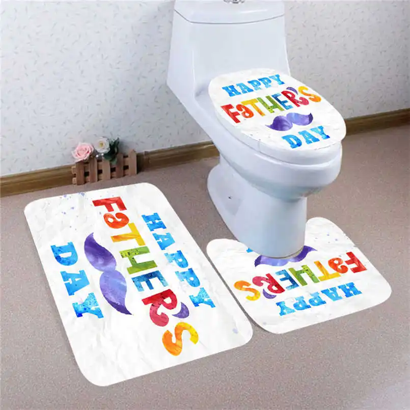 

Three sets of toilet mats Father's Day Non-Slip Bath Mat Bathroom Kitchen Carpet Doormats Decor dywaniki lazienkowe badmat @12