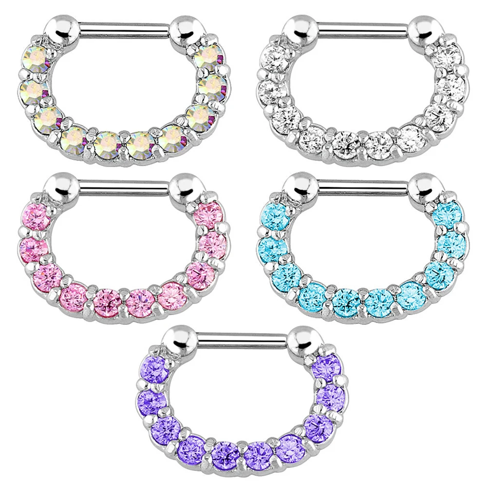 

Alisouy 1 Pc Surgical Steel Prong Set Zircon Gem Septum Nose Clicker Piercing Ring Septo Body Jewelry Nipple Helix Tragus 16g