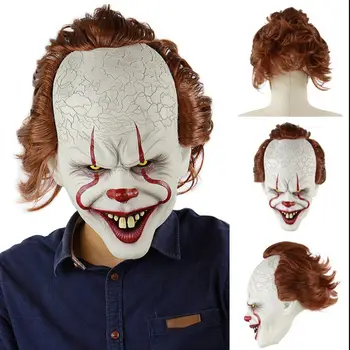 

Horror! Halloween Scary Clown Mask Long Hair Ghost Scary Mask Props Grudge Ghost Hedging Zombie Mask Realistic Latex Masks