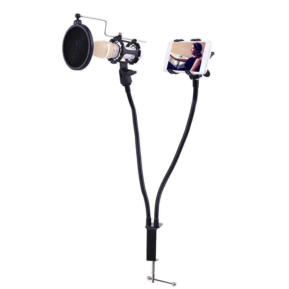 

Professional Phone Microphone Mount Stand Bracket Supporter Holder Kit 360 Degree Angle Adjustment
