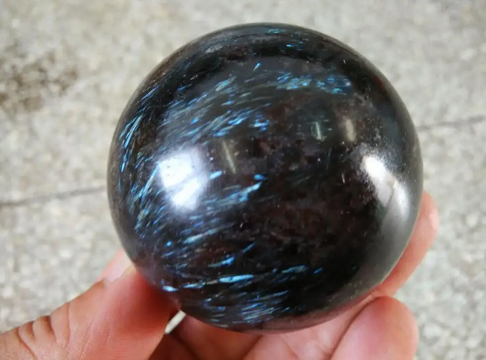 

280g Blue Flash Russian Astrophylite with Garnet and Pyrite Sphere Ball 1 order