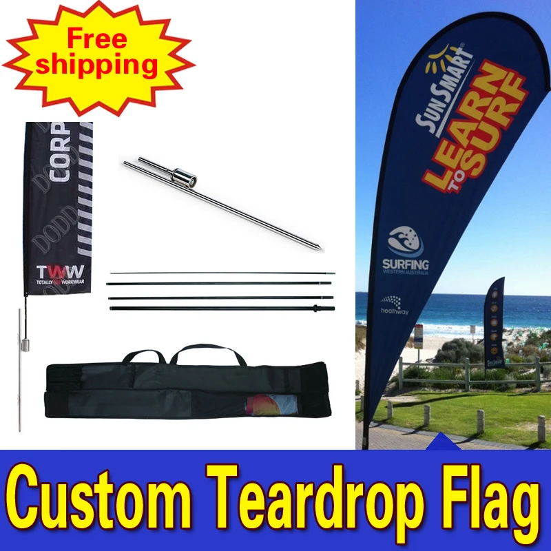 70cm 225cm Teardrop Flags Custom Double Side Printing Teardrop