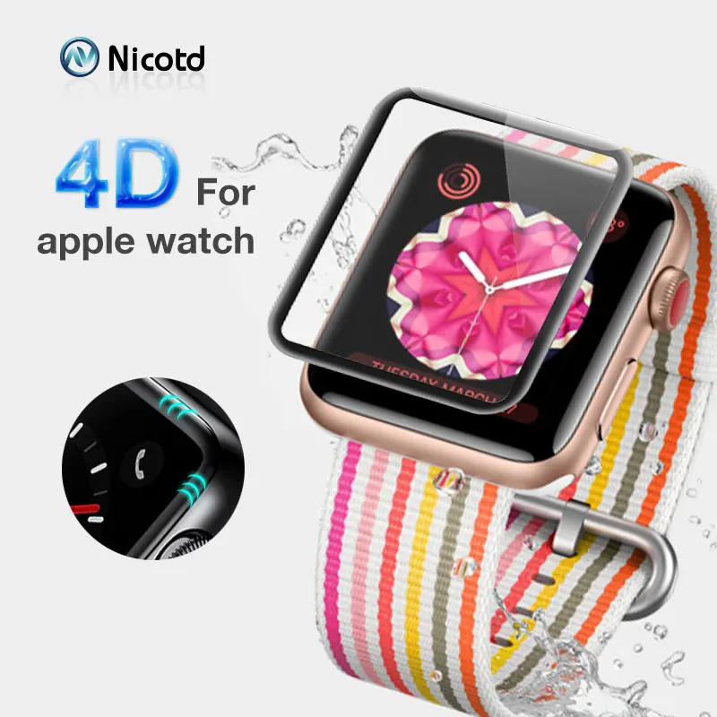 Nicodd 5D/4D изогнутая поверхность 9H пленка из закаленного стекла для Apple watch 42 мм 38 мм Защитная пленка для Apple Series 44 40 мм 1/2/3/4