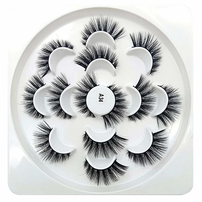 

7 Pairs Faux Mink Eyelashes Thick Multi-layer Crossed 3D Mink Eyelash Natural Long Eyelash Extensions False Eyelashes Wispy