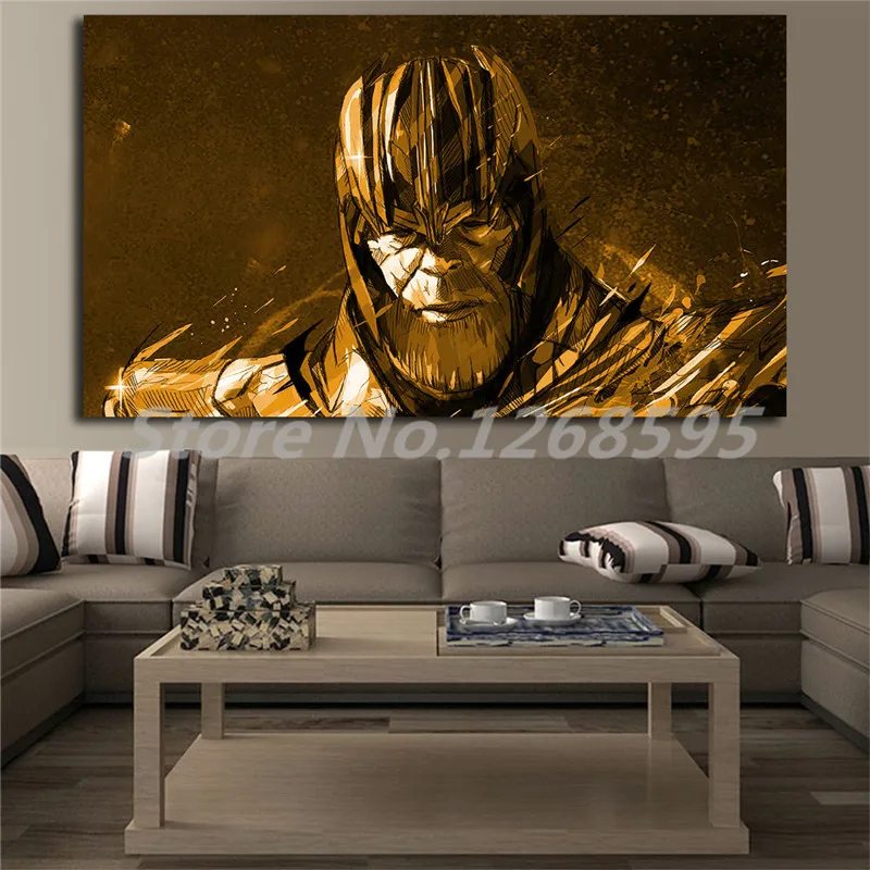 Us 5 64 6 Off Yann Dalon Marvel Avengers Thanos Canvas Painting Print Living Room Home Decor Modern Wall Art Oil Painting Poster Salon Picture In