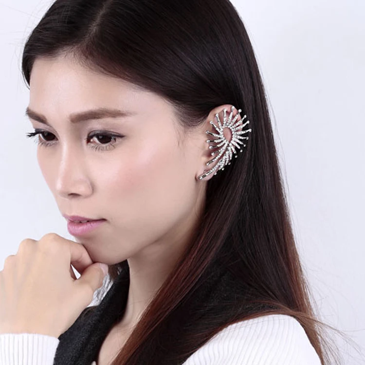 New Fashion Brinco Brand Metal Ear cuff Charms Crystal Peacock Ear