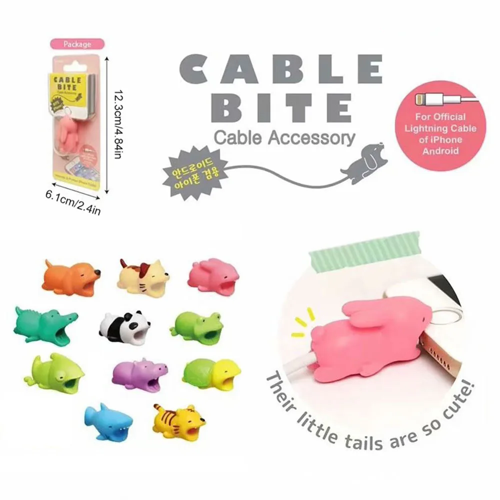 

Kobwa 15 styles of Cable Bite Protector for Iphone Cable Winder Phone Holder Accessory Rabbit Dog Cat Shark Lion panda Model
