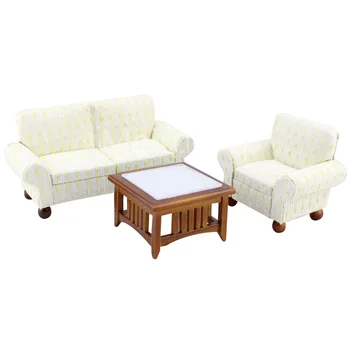 

Dollhouse 1:12 scale Miniature furniture Chair sofa table Living room set