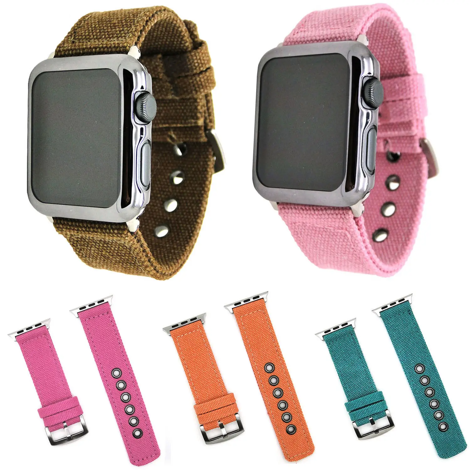 

Durable Soft Canvas Fabric Watch Strap for Apple Watch Series 3 2 1 Band Sports Bracelet Adapter Watchbands for iWatch 42mm 38mm