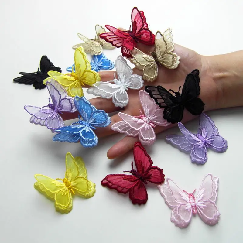 Lot De 30 Patchs Papillons En Dentelle Organza Noir - Appliques Pour Broderie, Robe De Mariée, DIY
