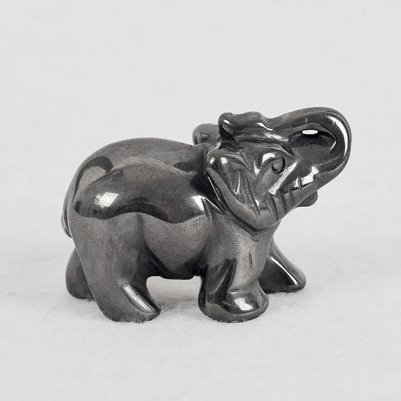 

1pcs Natural hematite Elephant Figurine handmade craft mineral Crystal stone Mini Animal Statue for home Decor accessory Healing