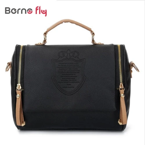 2017 New Arrival women cross body bag Barrel-shaped PU women shoulder bag Messenger Bags ladies solid Zipper handbags