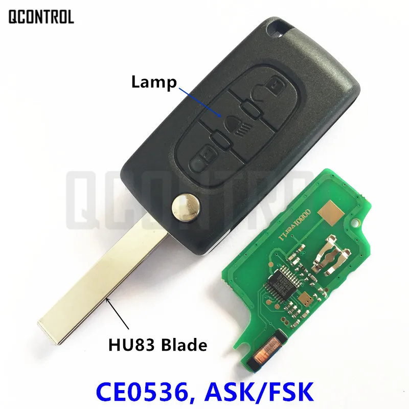 

QCONTROL New Remote Key for PEUGEOT 207 208 307 308 408 Partner 433MHz Auto Door Lock (CE0536 ASK/FSK HU83 Blade)