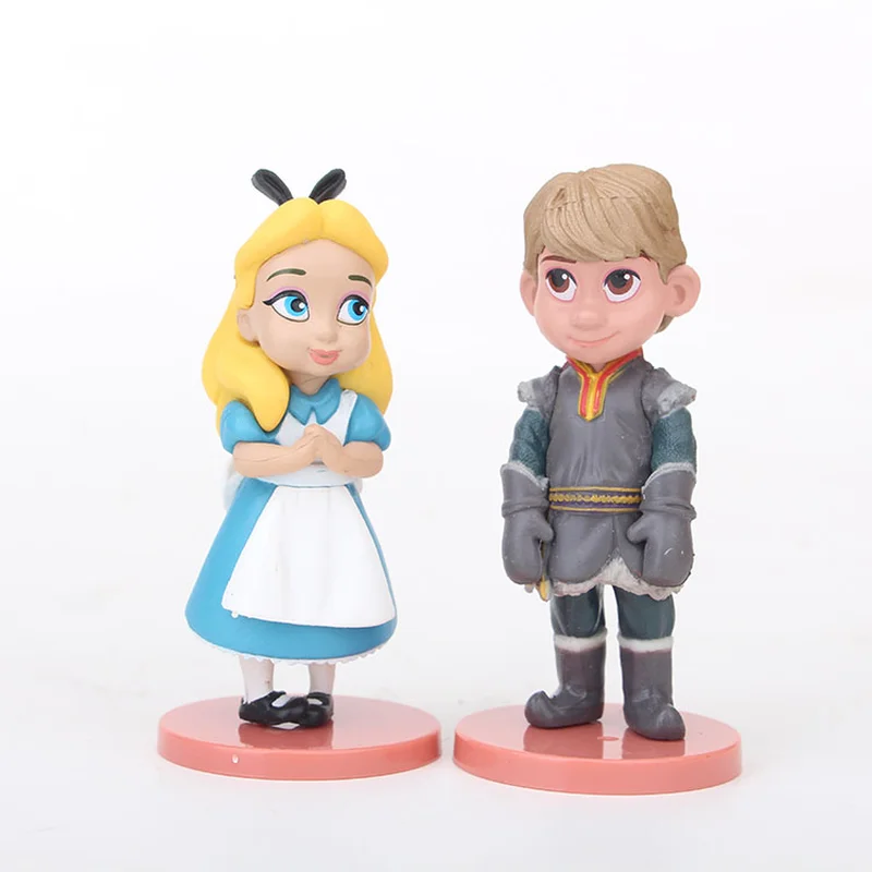 9pcs/set Disney Princess Frozen Elsa Anna Moana Tinker Bell Action Figure Toys Girl Birthday Gifts PVC Model Princess Alice