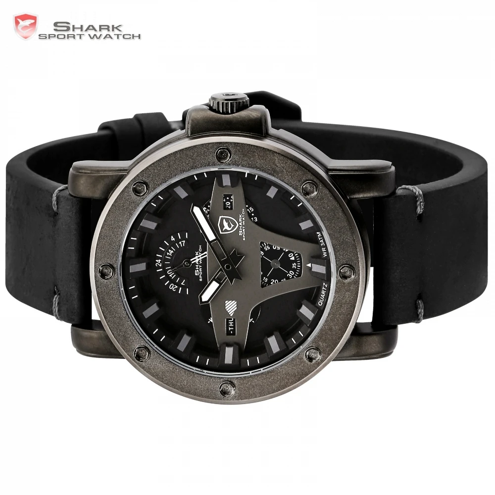 Greenland Shark 2 Series Sport Watch Creative Design Black Date Crazy Horse Leather Quartz Men Watches Masculino Relogio /SH452 Greenland Shark 2 Series Sport Watch Creative Design Black Date Crazy Horse Leather Quartz Men Watches Masculino Relogio /SH452