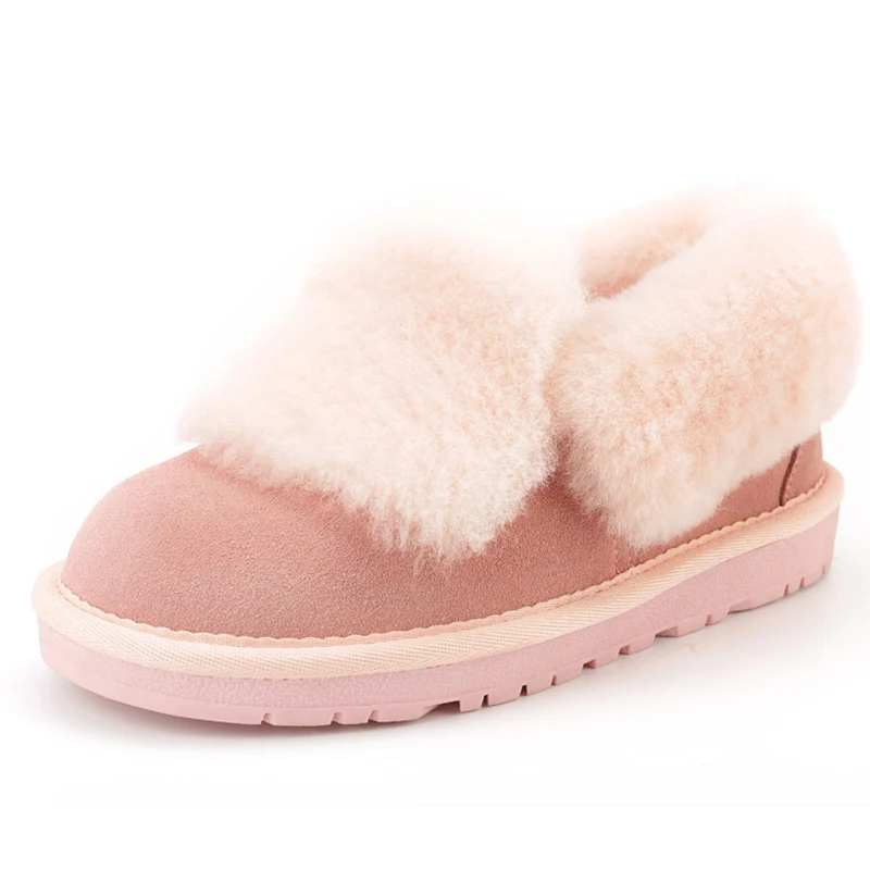 RUIYEE/женские шерстяные ботинки; модные кожаные зимние ботинки; женские ботинки; теплые ботинки из дышащего материала; ботинки на меху - Цвет: pink