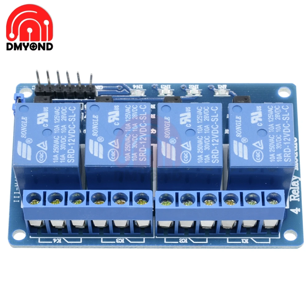 Релейный модуль постоянного тока 12 В 4 канала для Arduino ARM AVR DSP PIC MSP AC 250 10A DC 30