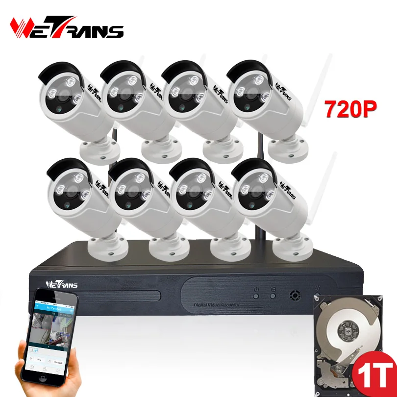 

Security Camera System Wireless 8CH NVR Plug Play P2P HD 720P 20m Night Vision Waterproof Outdoor CCTV Camera Wifi System