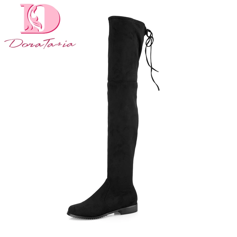 

Doratasia Brand new Large Size 34-43 Autumn winter Boots Woman Shoes Slip On Over The Knee High Boots Female Shoes women boots