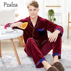 Мода письмо зима теплая Пижама best качество пижамы набор осень-зима Для мужчин пижамы сна Пижама для Мужская пижама