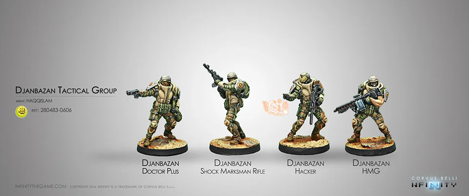 [Loong Way Miniatures] Corvus Belli Infinity 0606 DJANBAZAN тактическая группа 32 мм Металлические
