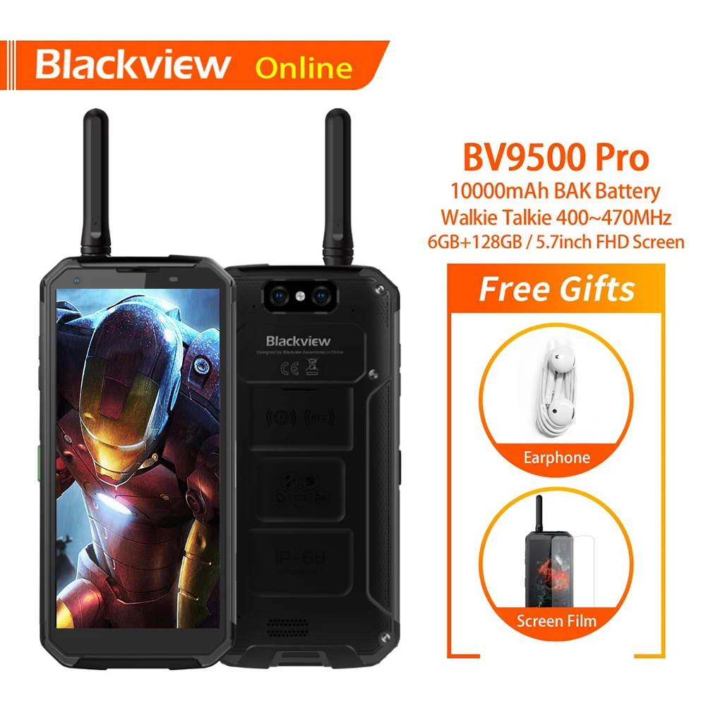 Blackview BV9500 Pro 5,7 "водостойкий смартфон портативная рация 6 ГБ ОЗУ 128 Гб ПЗУ 10000 мАч аккумулятор Восьмиядерный FHD 18:9 мобильный телефон