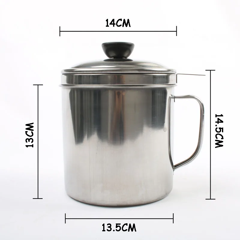 BETOHE 1.8L Stainless Steel Oil Strainer Pot Grease Container Oil