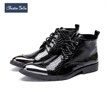 Christia Bella/Брендовые мужские ботинки в британском стиле; модельные ботинки на шнуровке; деловая обувь для вечеринок; мужские ботильоны из натуральной кожи