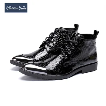 Christia Bella Brand Men's Boots British Style Lace Up Dress Boots Formal Business Party Shoes Men Genuine Leather Ankle Boots Christia Bella Brand Men's Boots British Style Lace Up Dress Boots Formal Business Party Shoes Men Genuine Leather Ankle Boots