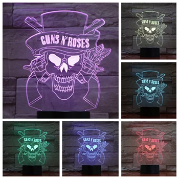 

Guns N' Roses Band Usb 3d Led Night Lamp 7 Color Changing Decorative Light Gnr Boys Child Kids Baby Gifts Desk Lamp Bedroom Neon