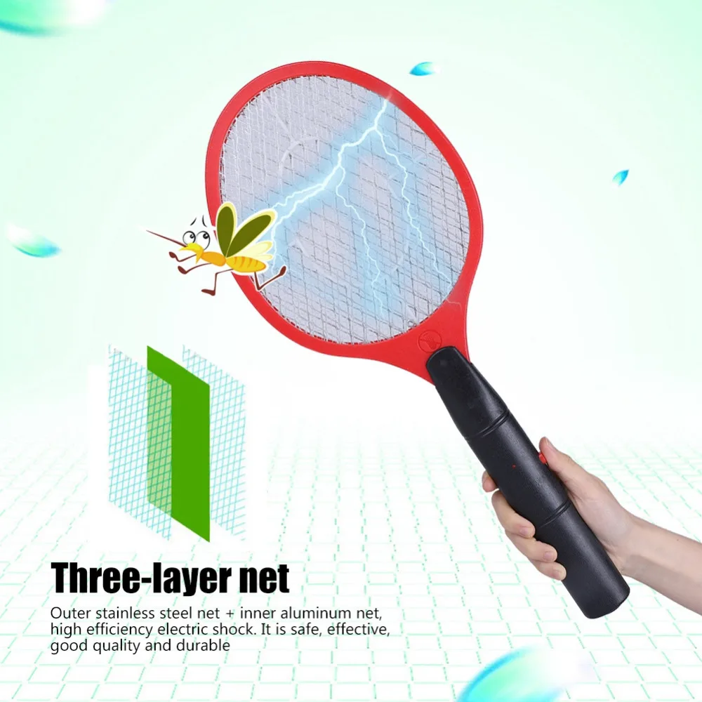 Бытовой 3 слоя сетки электрическая ловушка для комаров батарея ошибка ракетки средство от насекомых отпугиватель мух электрическая ловушка для комаров
