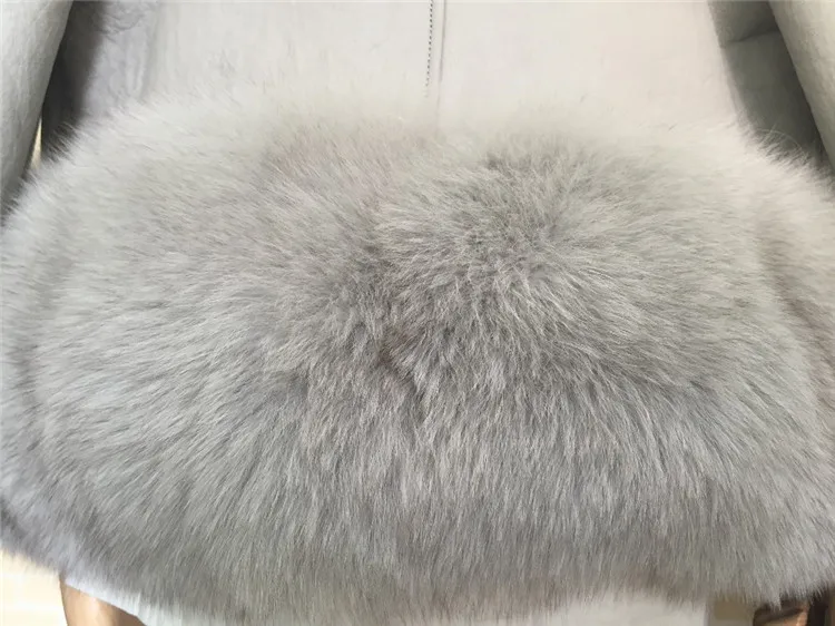 Классическое осенне-зимнее теплое Женское пальто с натуральным мехом лисы, отделка из натуральной замши, кожаные меховые куртки