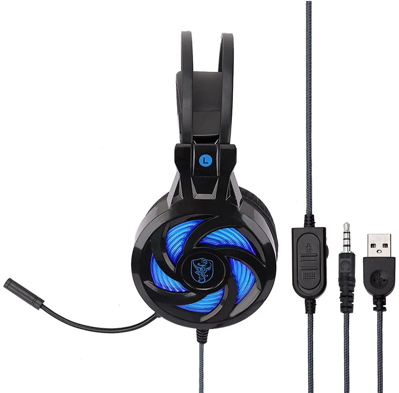 3.5mm Wired High Quality Headphone with Microphone LED Light Stereo Game Headset Voice Control Headphones for Computer PS4 PC (3)