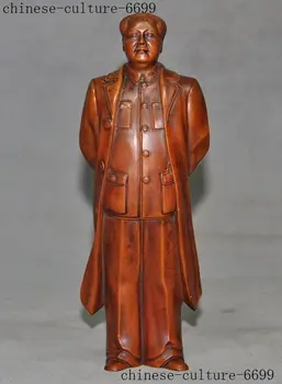 

christmas Chinese Boxwood Wood Hand carved People Mao Zedong Great leader Chairman Statue halloween