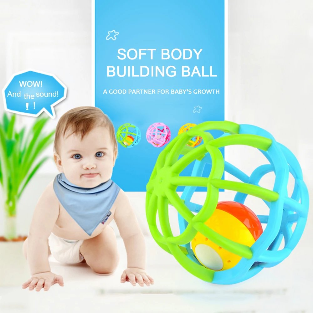 GOODWAY Baby Rattles Ball Toys for Baby Grasping Ball Puzzle Soft Light and Sound Hanging Bell