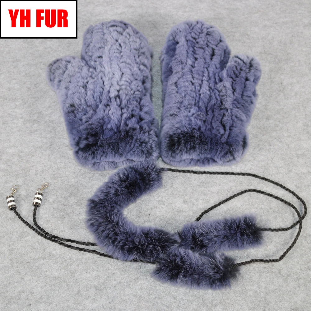 

2019 Hot Sale Winter Real Fur Gloves Women Handmade Knit Real Rex Rabbit Fur Gloves Outdoor Warm Natural Rex Rabbit Fur Mittens
