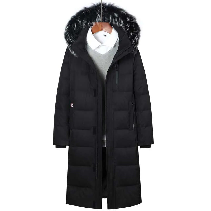 BJCJWF Новая модная мужская зимняя куртка плюс размер 6XL с капюшоном воротник из натурального меха толстый теплый белый пуховик Мужская Верхняя шапка