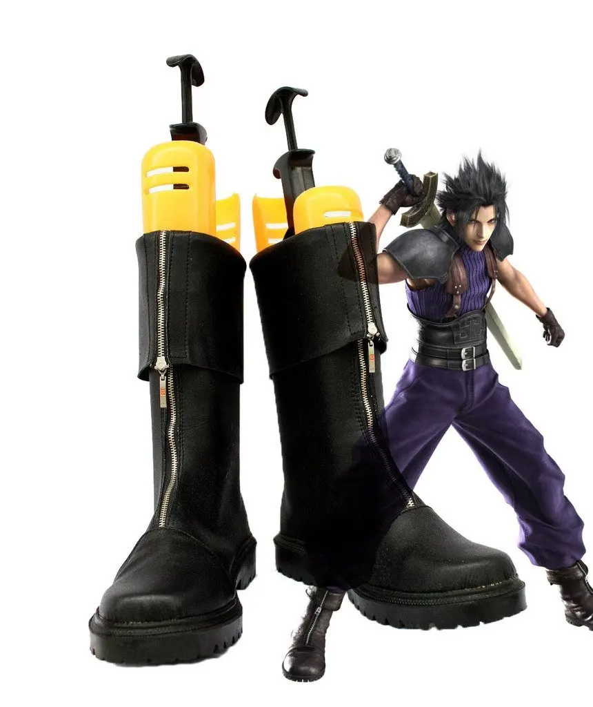 

FF7 Cosplay Shoes Crisis Core Final Fantasy VII Zack Fair Cosplay Boots Black Shoes Custom Made