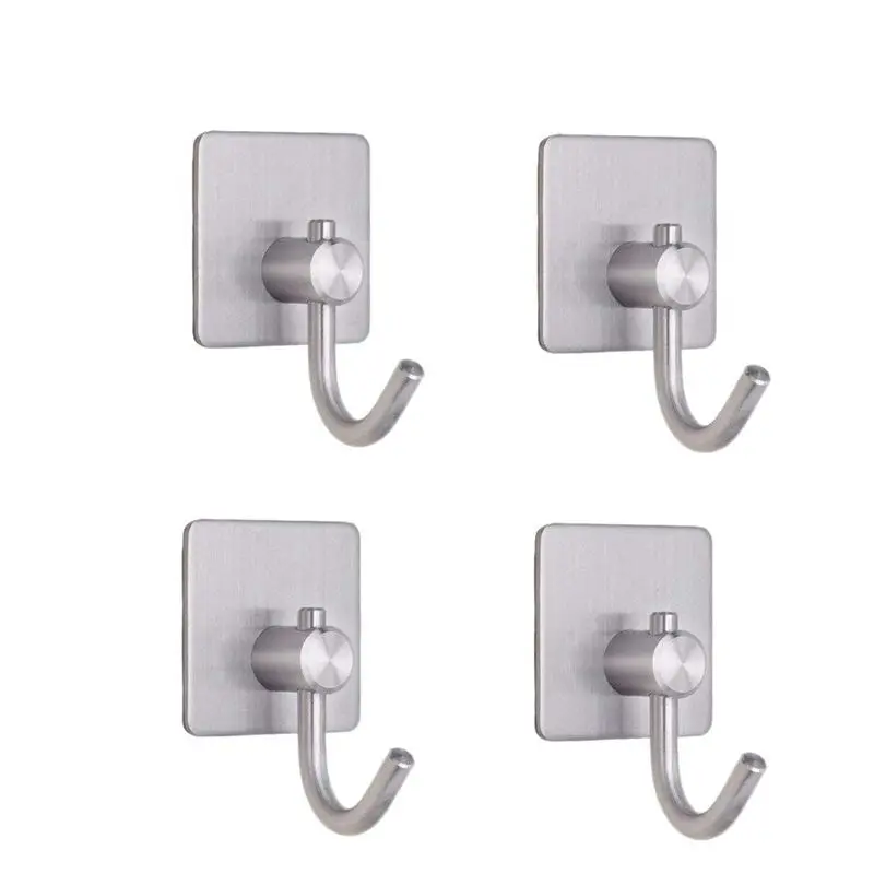 

Adhesive hook, Adhesive Hook Sticker Wall Hook Stainless Steel No Drill Hanging Bathrobes Clothes Towels for Bedroom Kitchen a