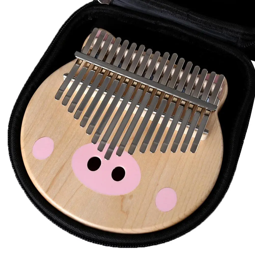 

Cartoon Pig Shaped 17 Keys Kalimba Mbira Calimba Maple Wood Thumb Piano Finger Percussion Professional Body Musical Instruments