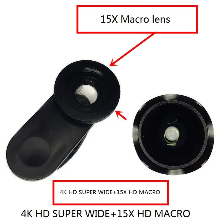 2 в 1 оптический объектив мобильного телефона без искажений Профессиональный 4K HD супер широкоугольный+ 15X макро-объектив для смартфонов iPhone Android