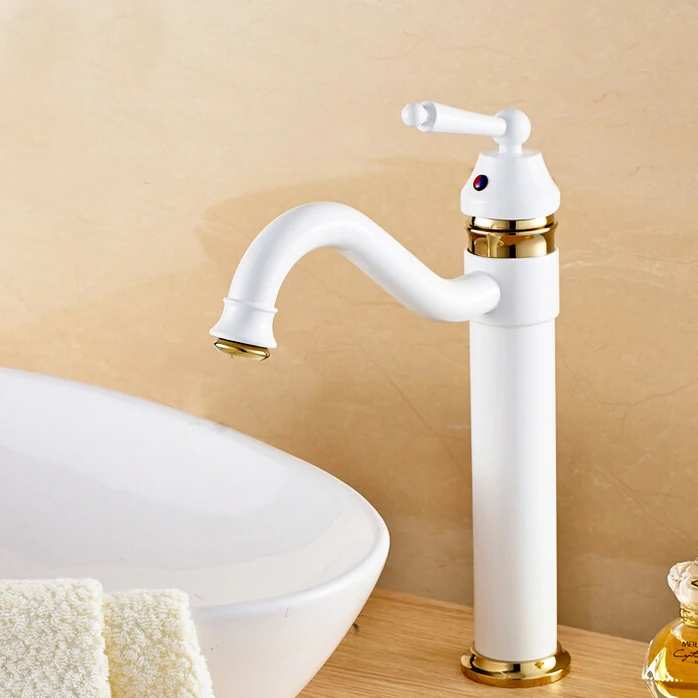 High Quality White Color Vanity Mixer, Brass Material Basin Mixer, Free