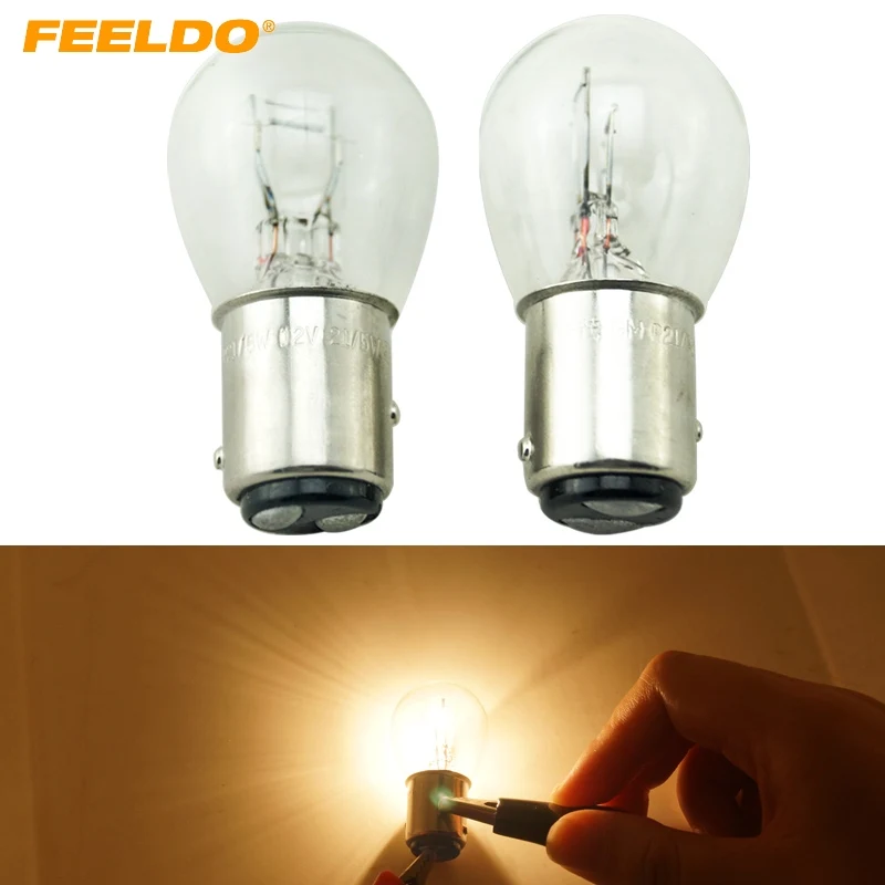 

FEELDO 10pcs BAY15D 1157 P21/5W S25 12V Car Clear Glass Lamp Brake Tail Bulb Car Indicator Halogen Lamp #MX2721