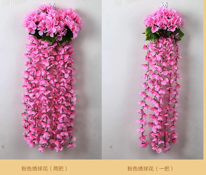 segunda mano raya Nublado 2 unids simulación hydrangea plástico colgando flores cesta colgante boda  del arco al por mayor de seda simulación guía|flower arch|wedding flowers  archplastic flowers - AliExpress