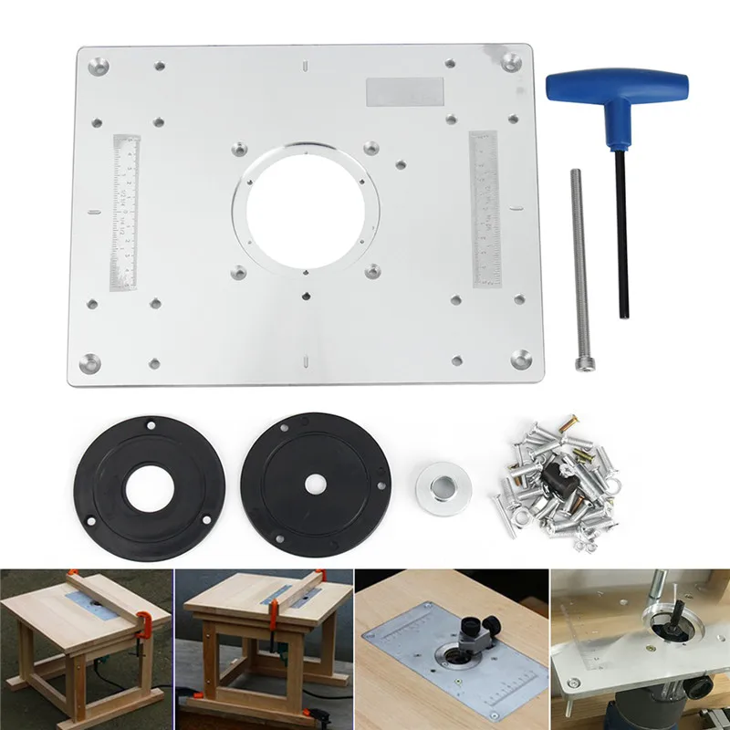 New 300*235mm Aluminum Router Table Insert Plate DIY Woodworking Benches For Popular Router Trimmers Models Engrving Machine New 300*235mm Aluminum Router Table Insert Plate DIY Woodworking Benches For Popular Router Trimmers Models Engrving Machine