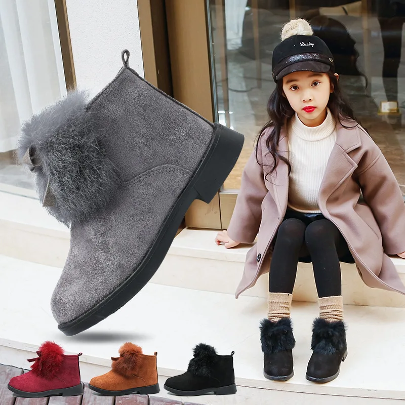 

Kids Snow Boots With Bow New Autumn Bowknow Children Princess Shoes Spring Baby Fashion Sneakers for Boys Girls Martin Boots